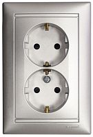 Розетка с заземлением Legrand Valena 1-м. 2 мод. алюминий картинка